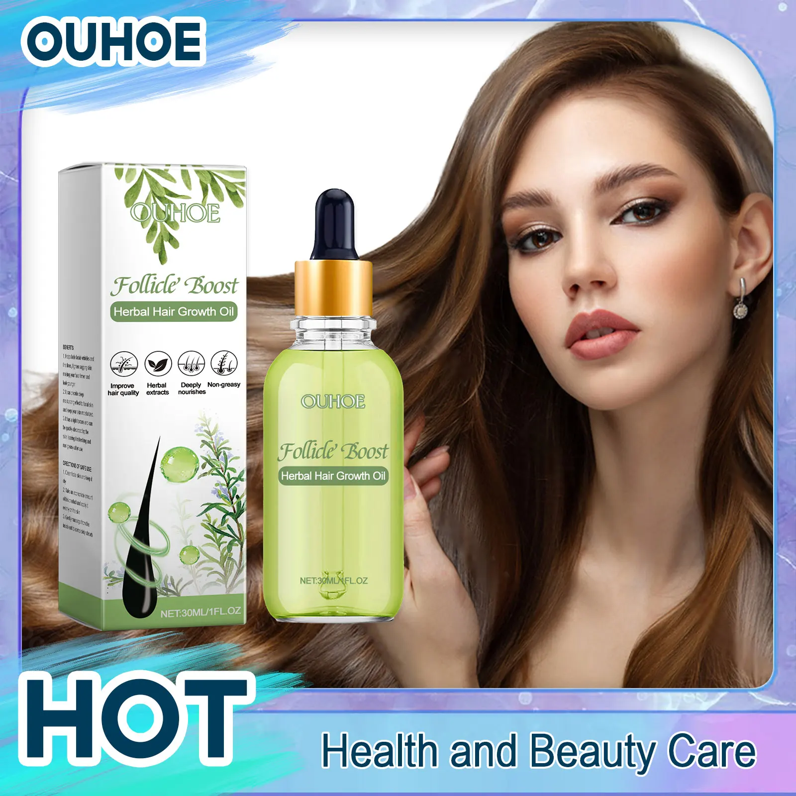 Herbal Hair Growth Oil Repairing Damaged Dry Hair Thickener Scalp Treatment Regrowth Soft Strengthening Moisturizing Hair Care