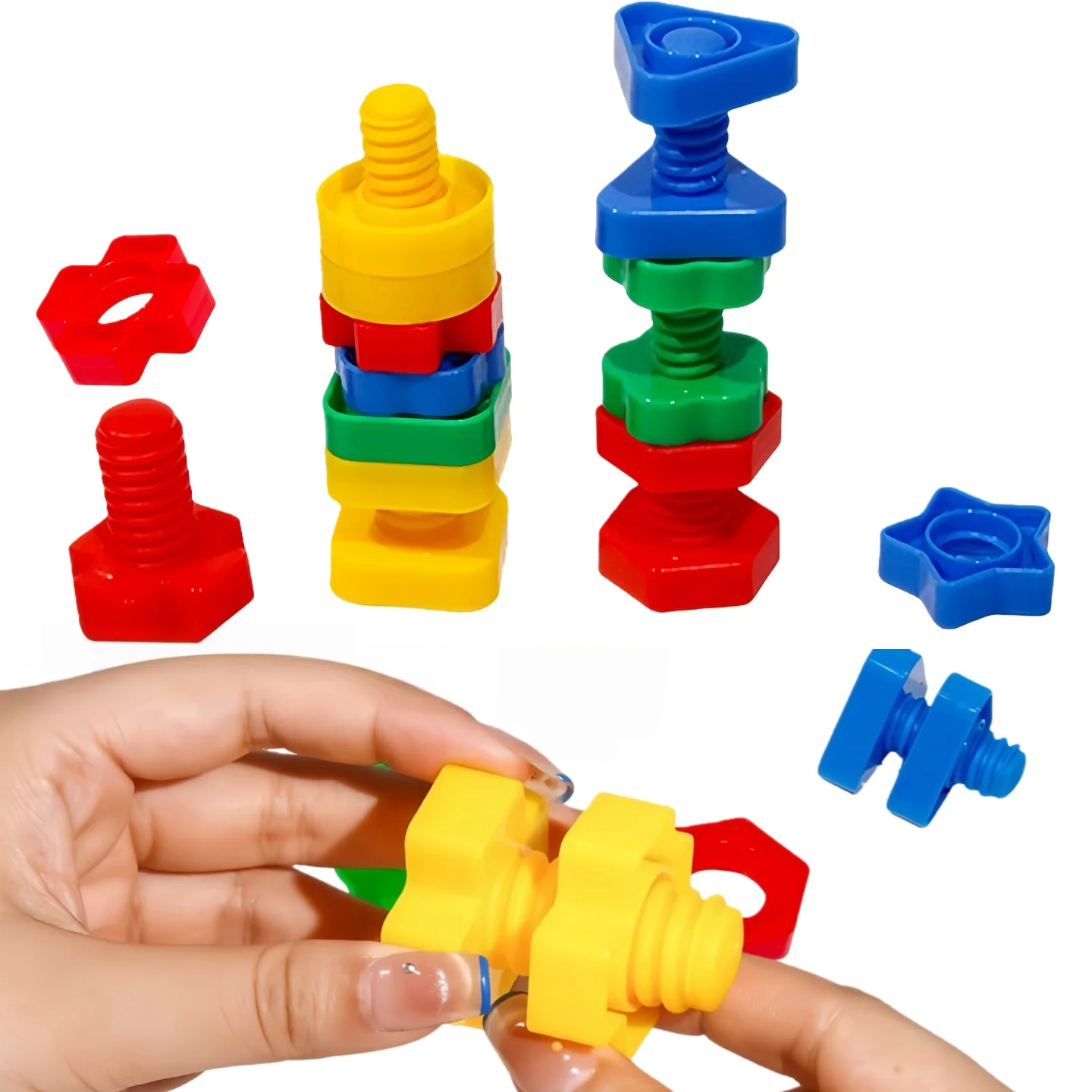 6Pcs Nut combination disassembly and assembly Blocks Match Puzzle Toys For  Shape Color Recognize Educational Toys ﻿