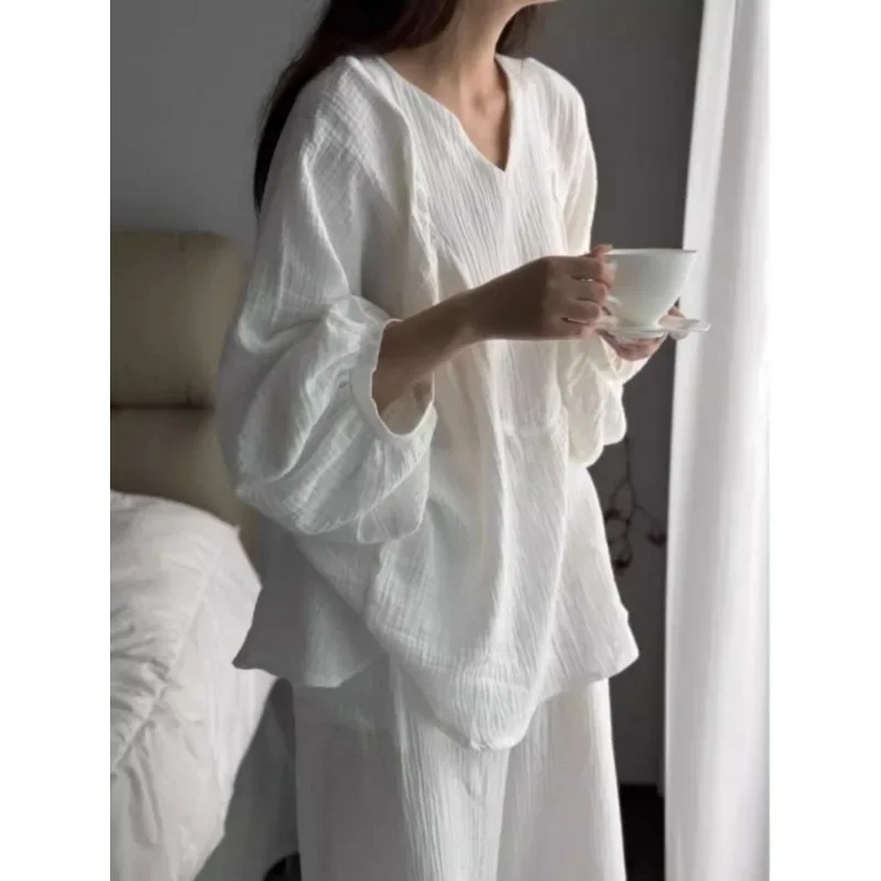 Lazy Sleepwear Women Spring Autumn New Solid Color Simple Loose Long Sleeve Can Worn Outside The Home Suit Pajamas for Women