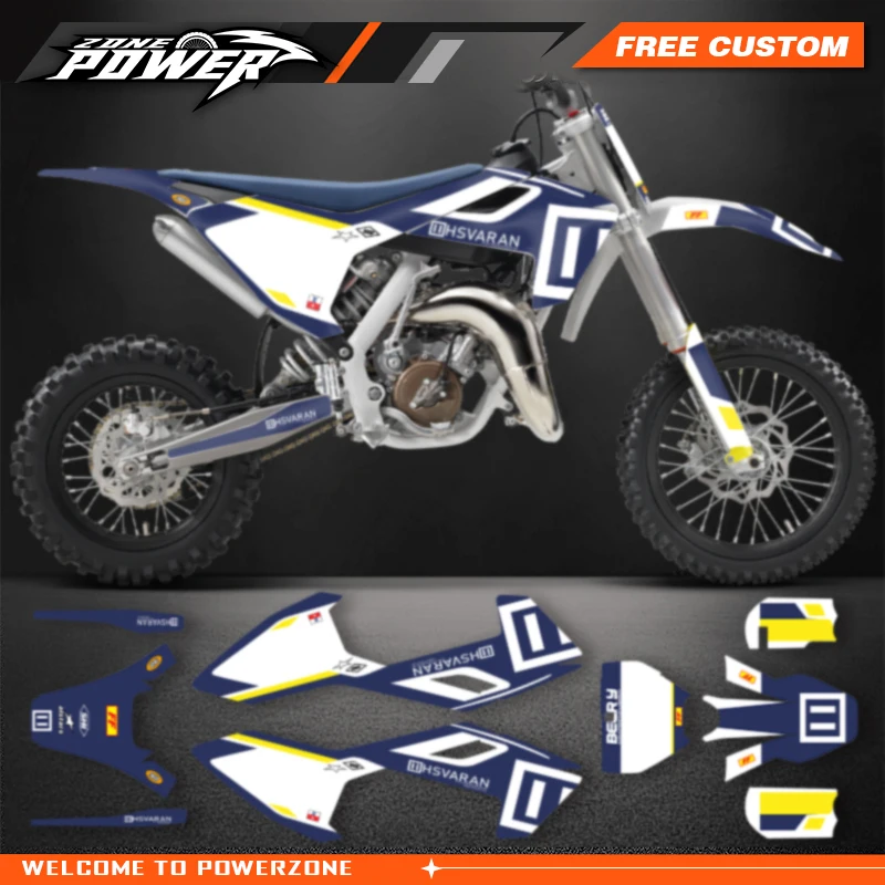 

Powerzone для TC65, глянцевая пленка, графические наклейки, наборы наклеек для Husqvarna TC65 TC 65, 2016-2023, номер, имя, фон на заказ