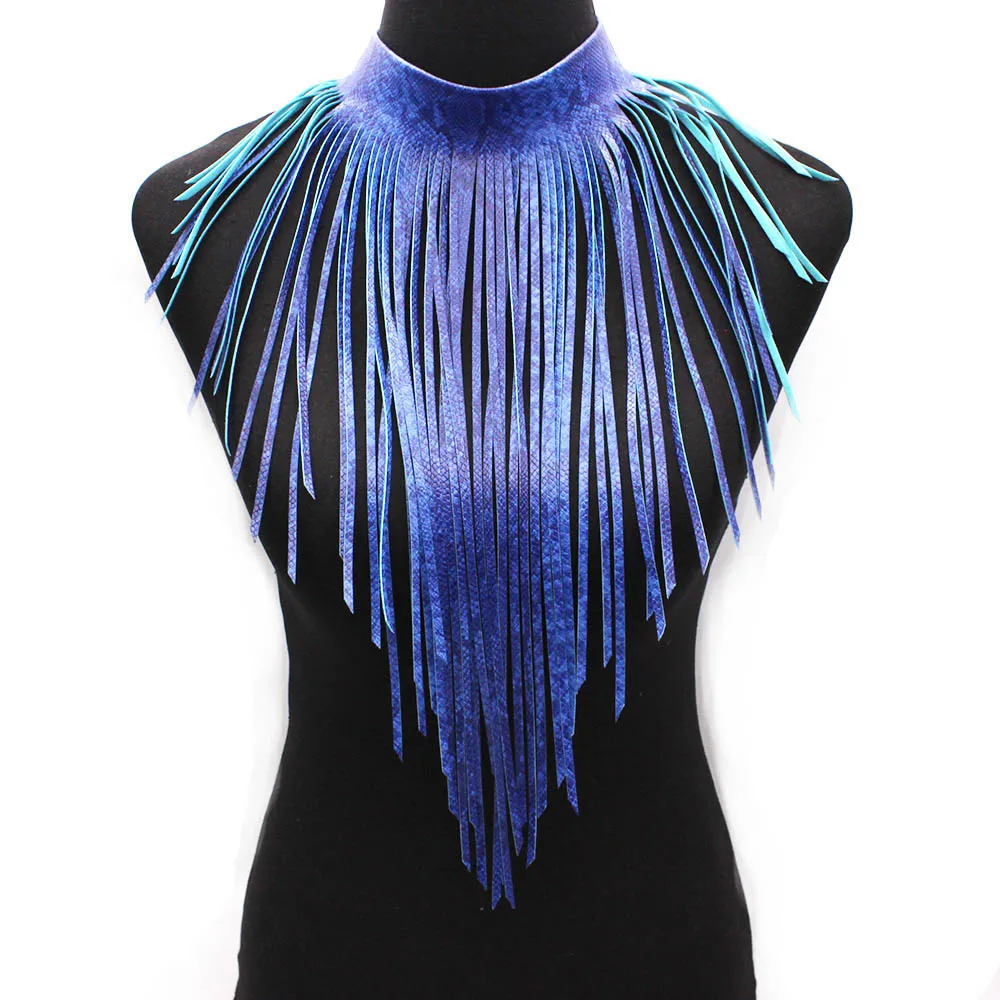 2023 New Serpentine Leather Necklace Tassel Necklace For Women's Handmade High Street Synthetic Leather Jewelry