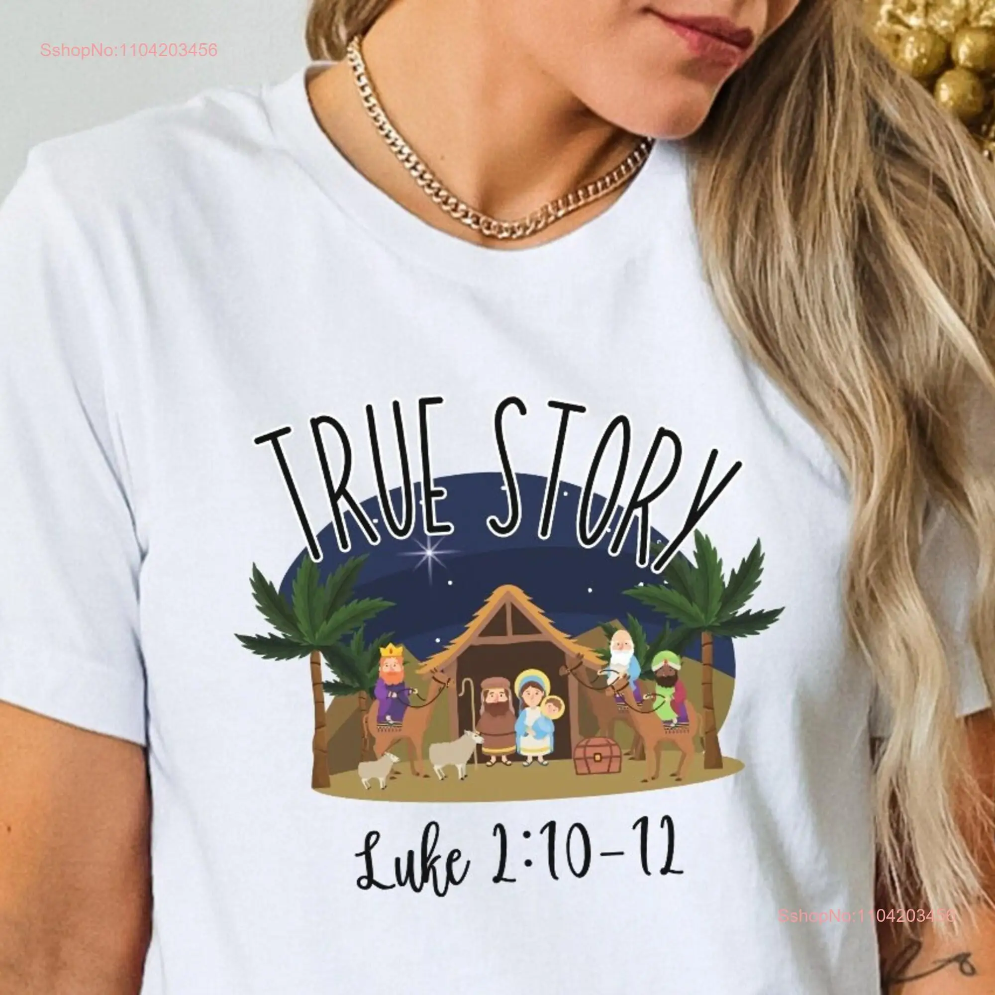 Nativity Scene T Shirt True Story of Christmas Jesus Faith Based s long or short sleeves