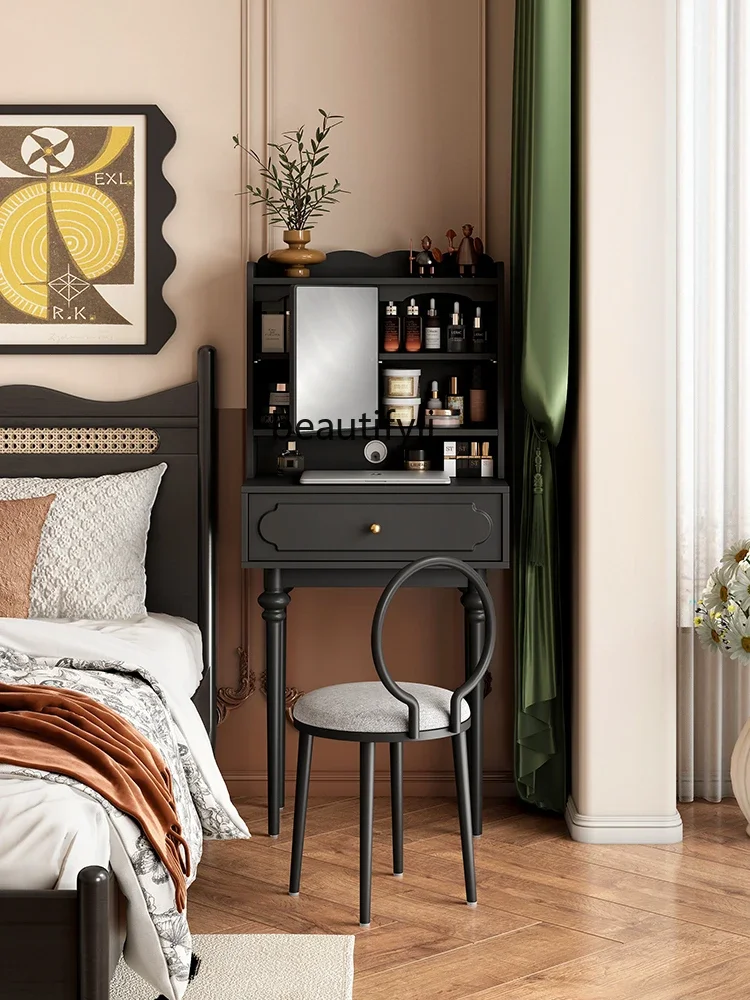 07American Retro Dressing Table Makeup Mirror Desk Integrated Chinese Style Mini Makeup Table 60