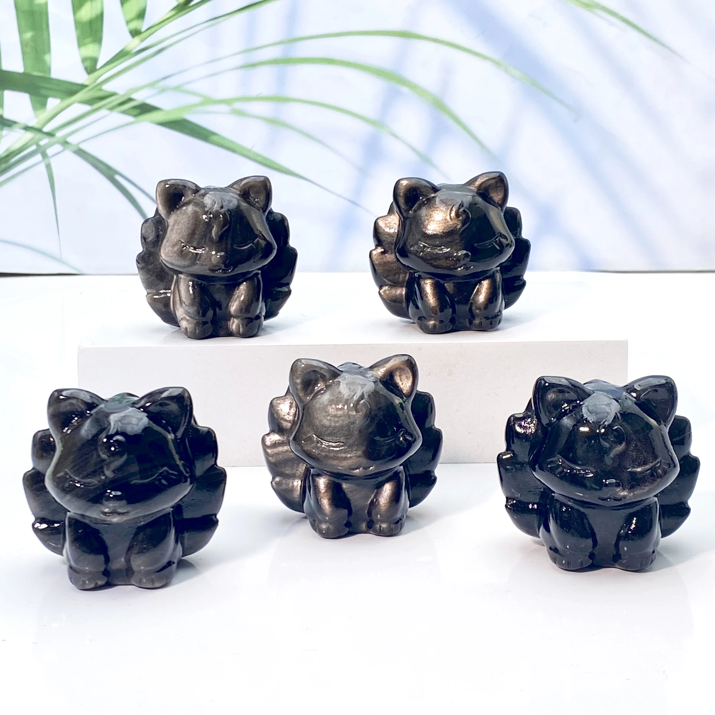 1PC argent obsidienne neuf queues forme de renard, collections de pierres, excellents cadeaux, cadeau de famille et d'amis, décoration de la maison, bricolage décembre