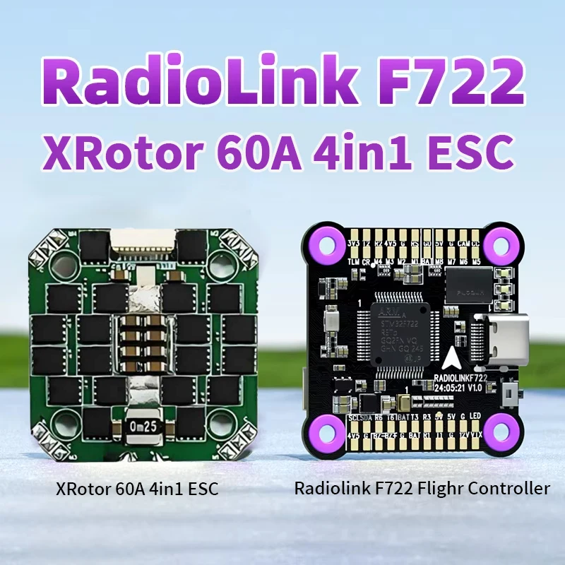 

Radiolink F722 Racing Flight Controller OSD Integrated FC, XRotor 60A 4in1 Lite ESC Compatible 2-8 Axis Multirotor Drone