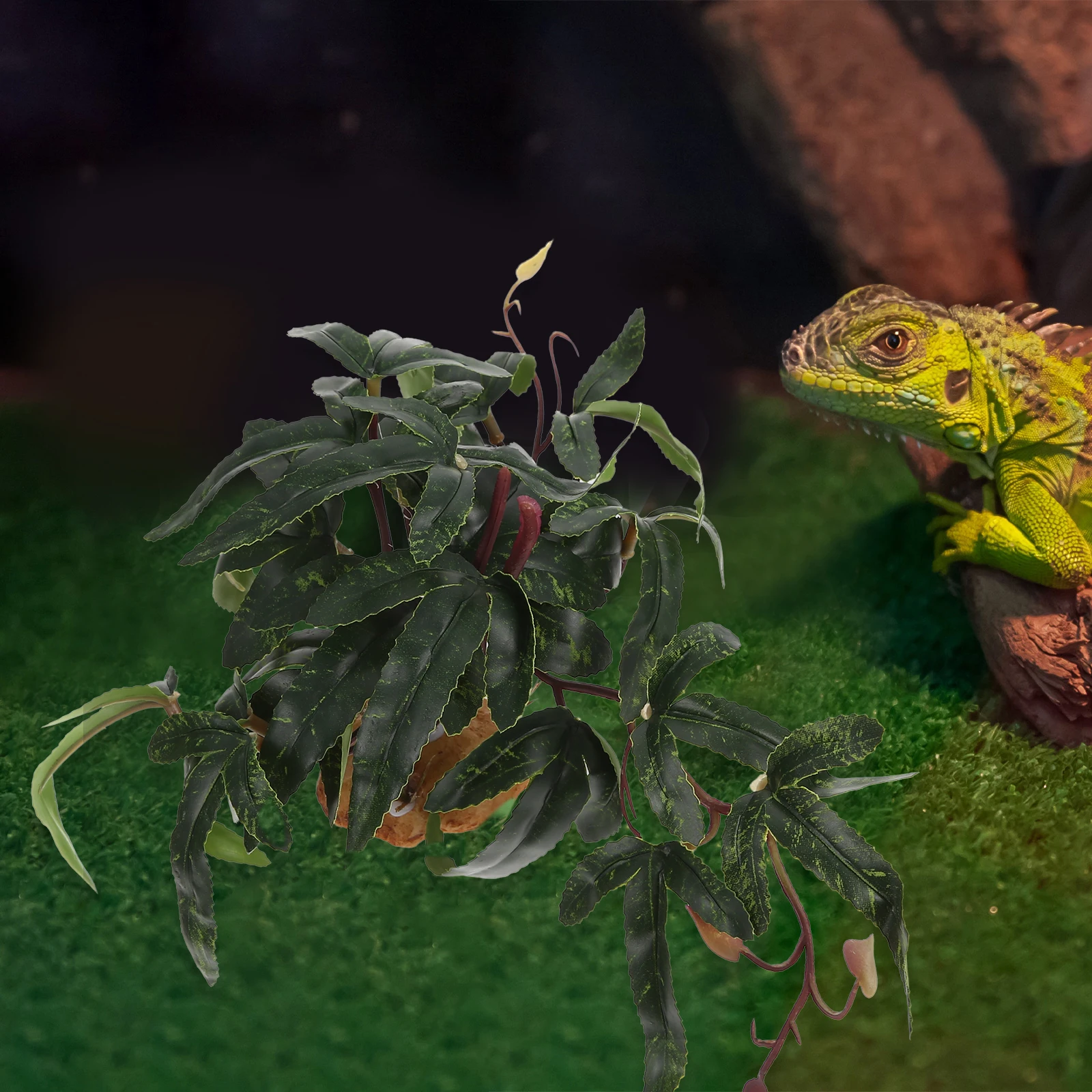 

Simulated Plants Artificial Green Plants for Reptile Box Chic Lizard Gecko Habitat Decoration Resin Plastic Reptile Box Supplies