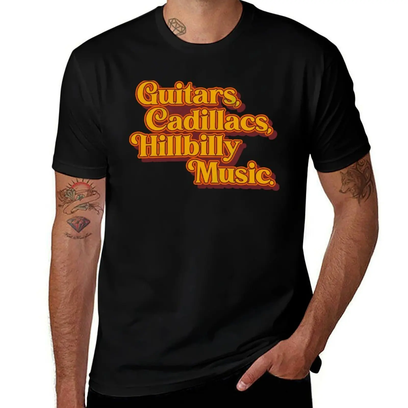 Guitars Lyrics Dwight Yoakam Tribute T-Shirt Simple Line Art Print Tee
