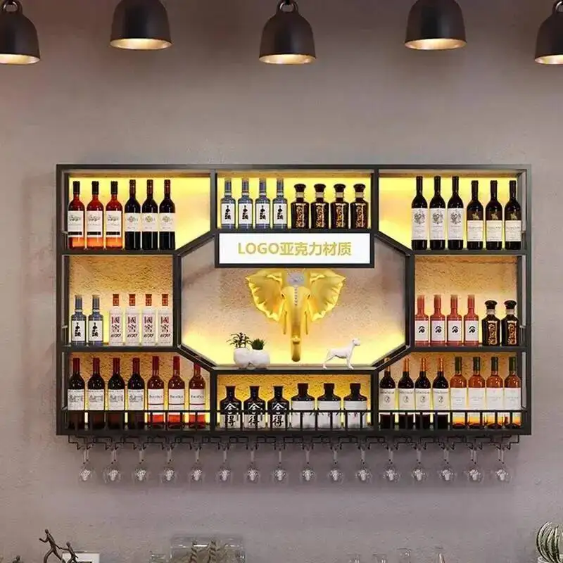 Mounted Bottle Wall Bar Shelf Storage Refrigerated Wine Cellar Coffe Organizer Club Modern Nightclub Muebles Racks Bar Mini