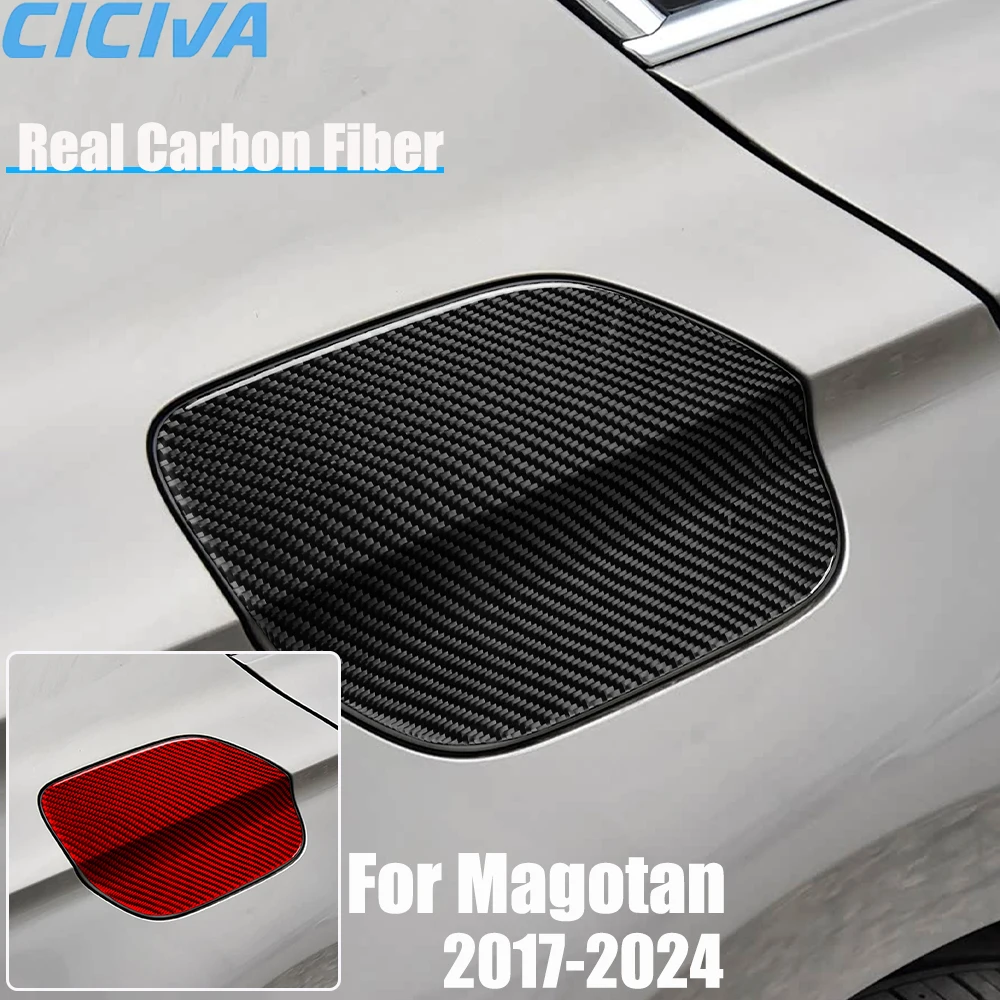 Real Carbon Fiber Car Accessories Fuel Gas Cap Panel Trim Cover Soft Sticker For Volkswagen Magotan 2017 2018 19 20 21 22 23 24