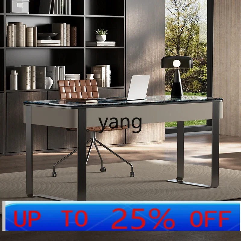 XC minimalist light luxury desk leather veneer study computer table marble countertop
