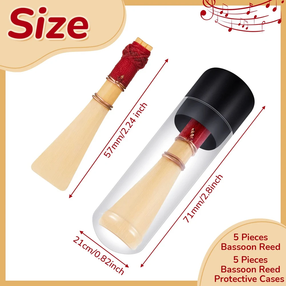 【STOCK】5 Pcs Bassoon with 1 Bassoon Protective Case Bassoon Medium Soft Bassoon Case Reeds Holder Box