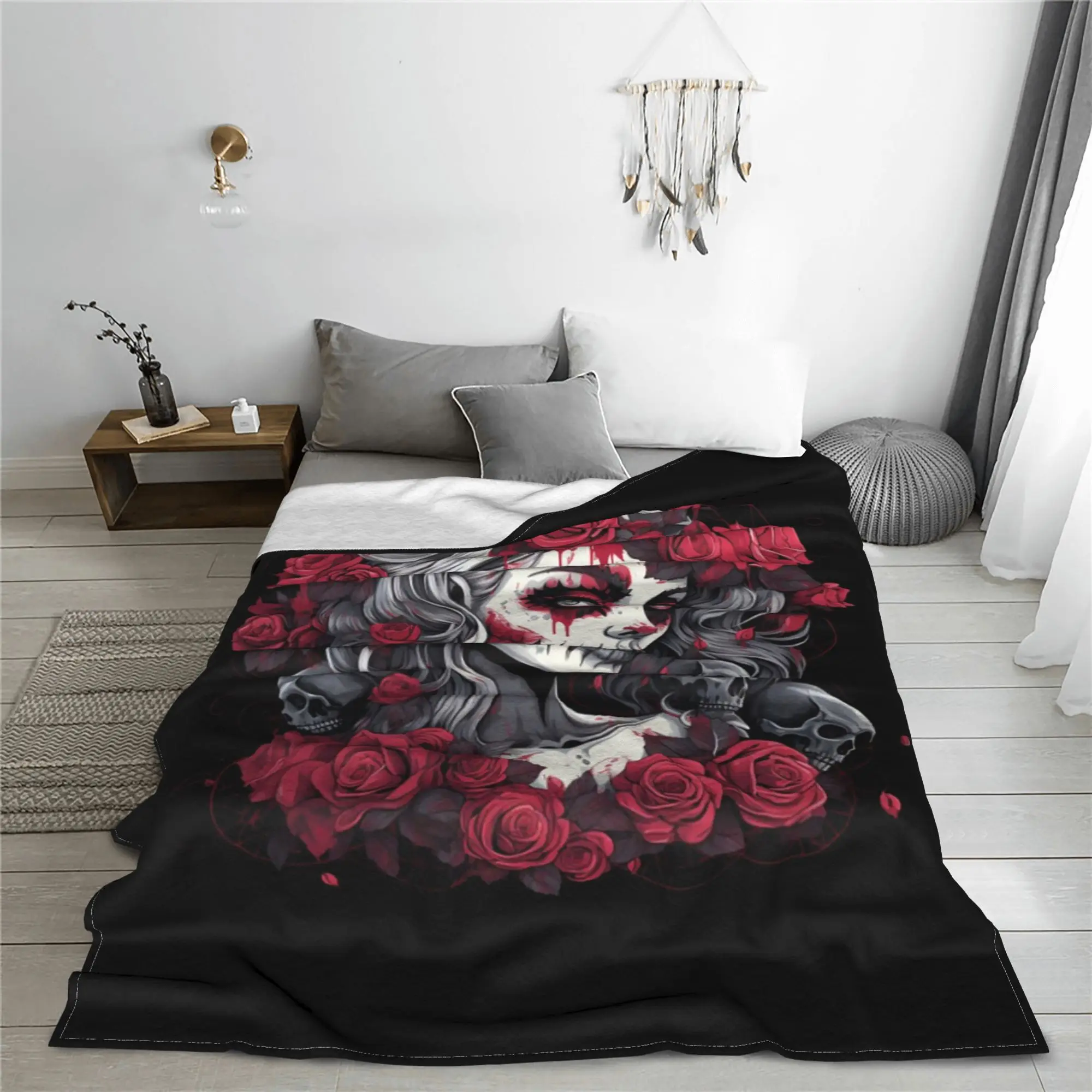 

Alexander Gothic Las Elegantes Girls Day Of Dead Skull Blankets Flannel Sofa Throw Blanket Couch Office Throws Bedspread Quilt