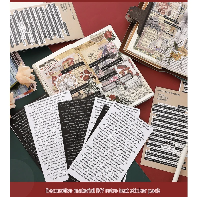 Card Lover 8 Sheets [Small Talk Series] Vintage Journal Stickers Washi Paper Sticker Paper Scrapbooking Material Scrapbook Kit