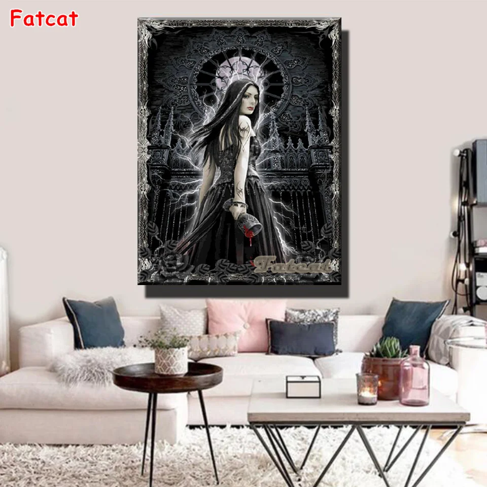 Gothic Diy Diamond Painting darkness Vampires Girl Diamond Embroidery Zombie Queen Victoria Frances Girl,Home Decor PP4069