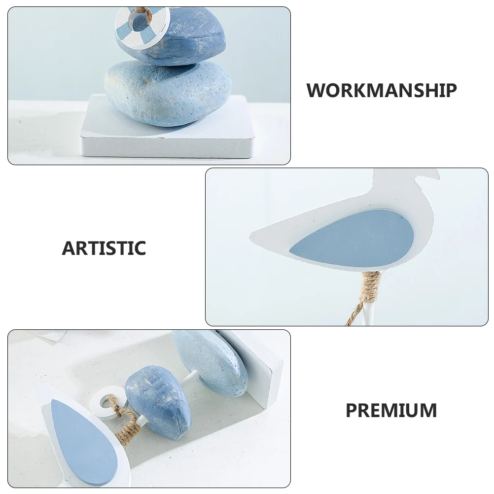 

1Pcs Wood Bird Shape Desktop Ornament Sky Blue Mediterranean Style Resin Craft Decorative Accent for Home Office