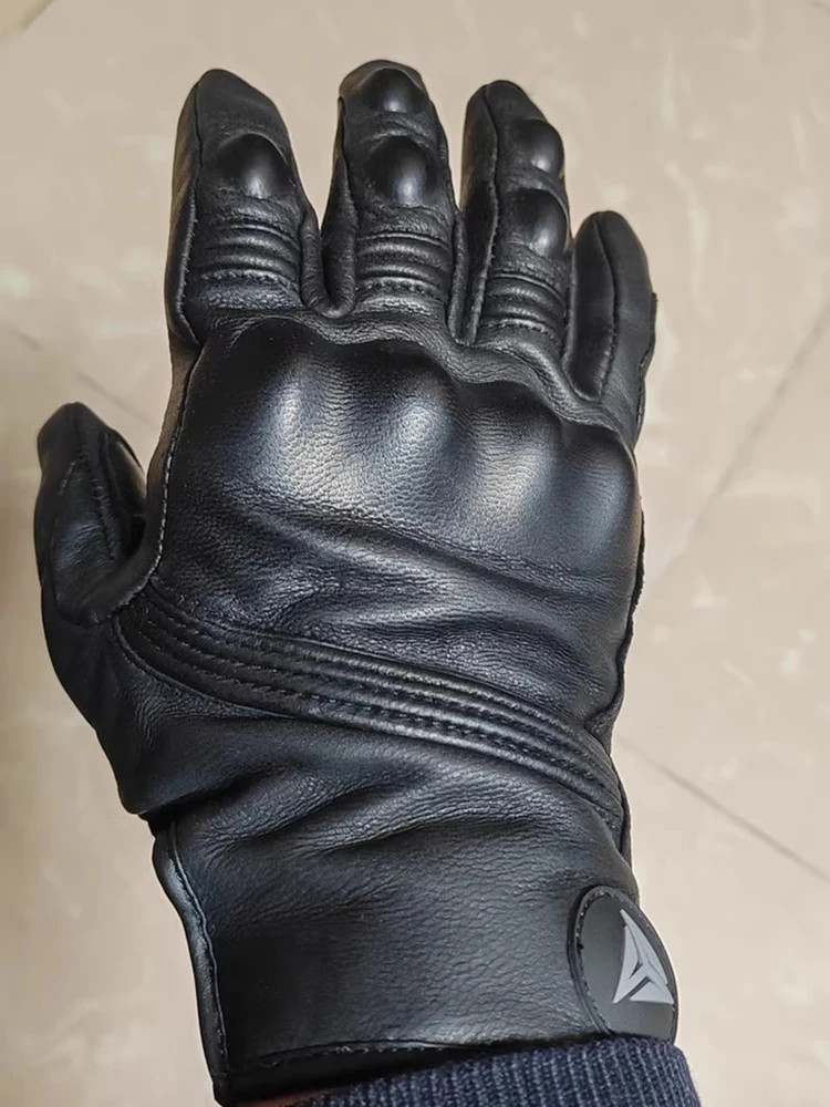

Motorcycle Leather Anti-Fall Windproof Riding Gloves Full Finger Touch Screen Breathable Four Seasons Plus Fleece Knight Gloves