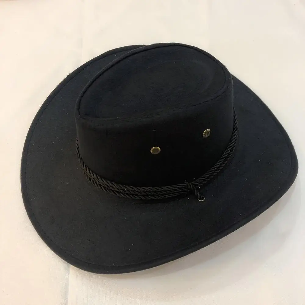 Men Western Cowboy Hat Suede Spring Summer Man Cap Shade Horse Riding Outdoor Solid Color High Quality New Fashion Crimping Gift