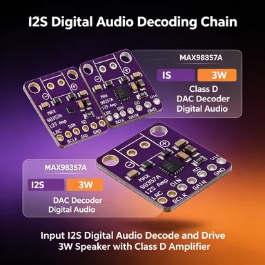 10Pcs MAX98357 I2S Audio Amplifier Board 3W Class D, Filterless DAC Decoder for RPi/ESP32