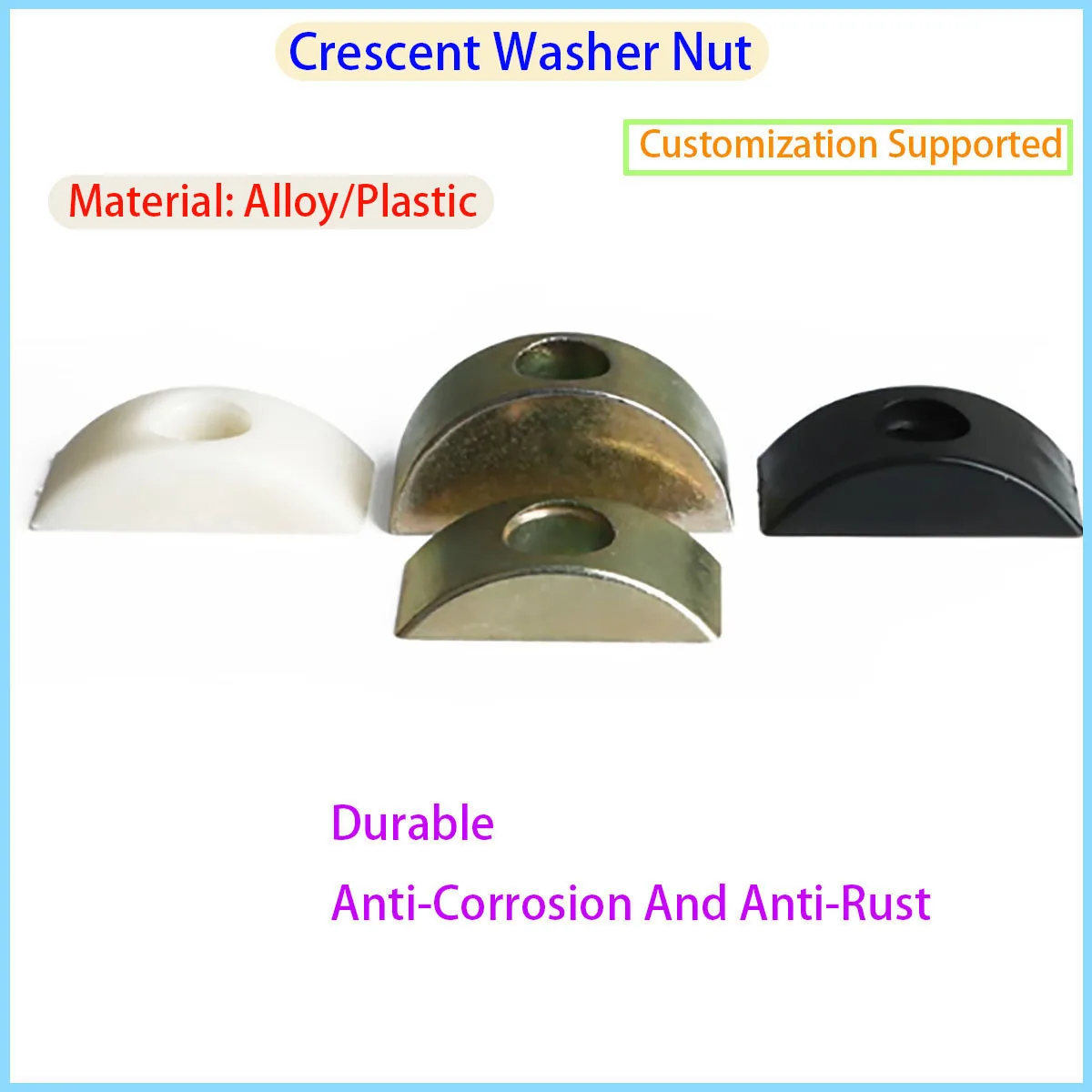 

Half Circle Washer Nut Connector 4-in-1 Alloy Crescent Washer Bolt M6-M10