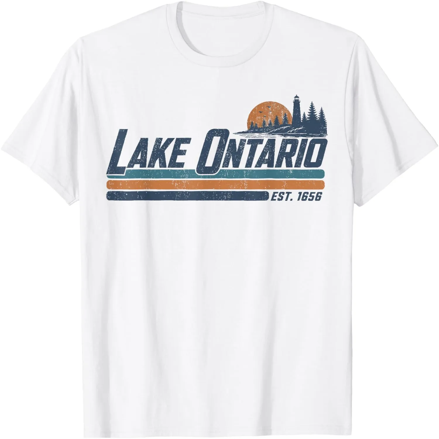 Lake Ontario EST 1656 Retro Stripe for Men Women T-Shirt