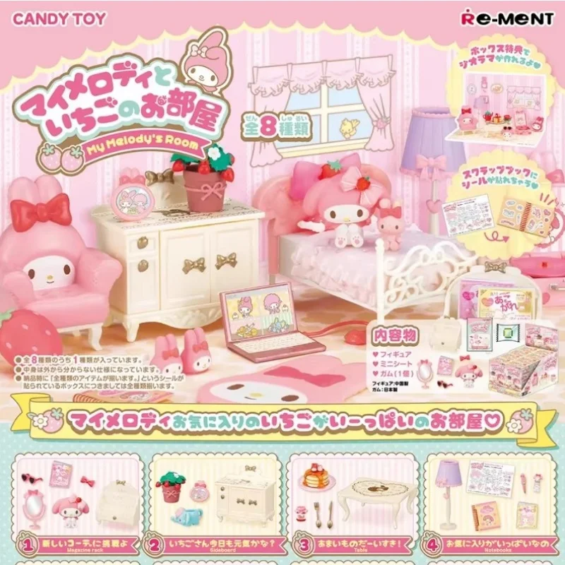 

Re-Ment Miniature Scene My Melody'Room Kuromi Room Action Figures Collectible Models Cute Funny Girl'S Birthday Surprise Gifts