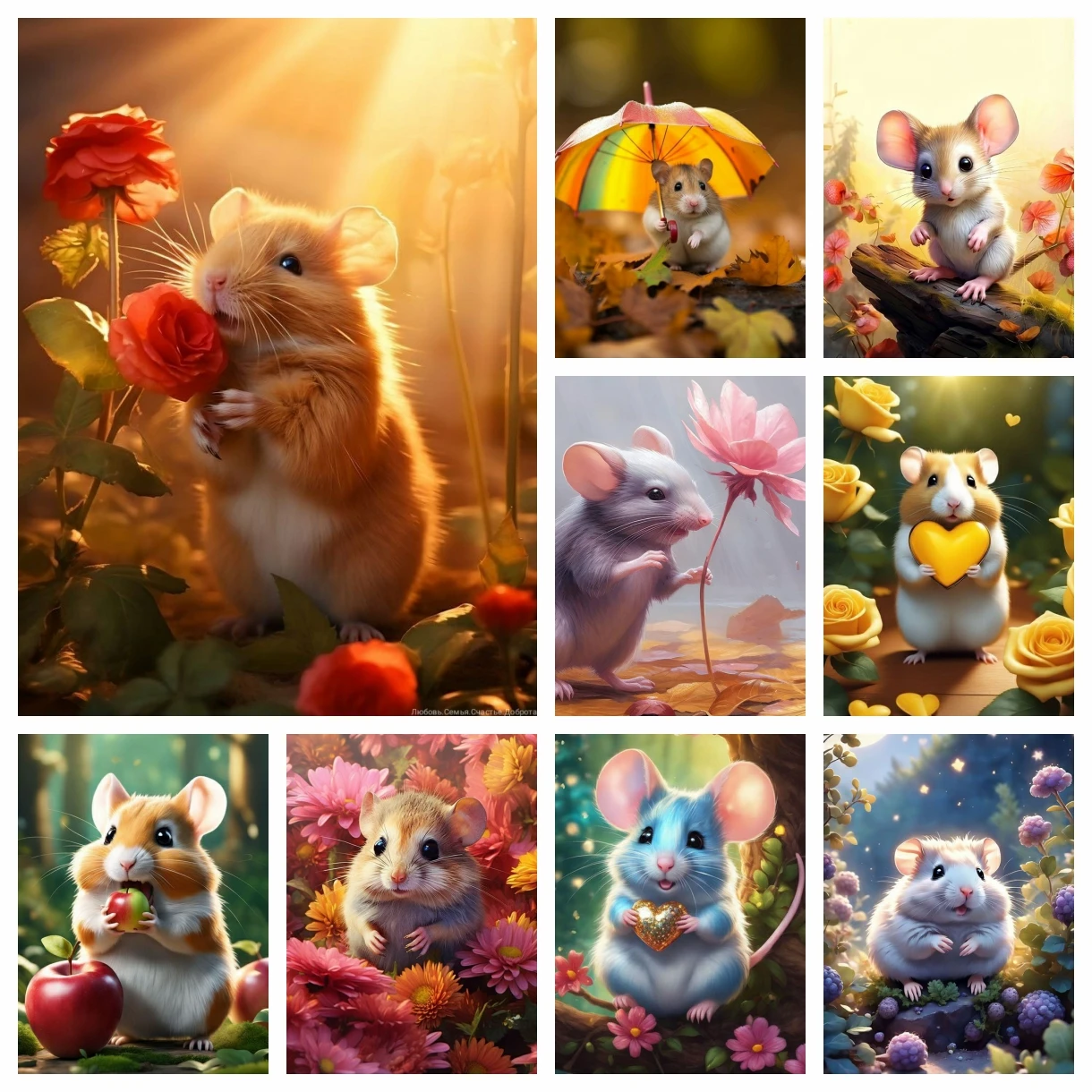Hamster 5D Diamant Malerei süße Maus Mosaik Cartoon Tier Kreuzstich Kit handgemachte Handwerk Strass Home Decor Geschenk Kinder