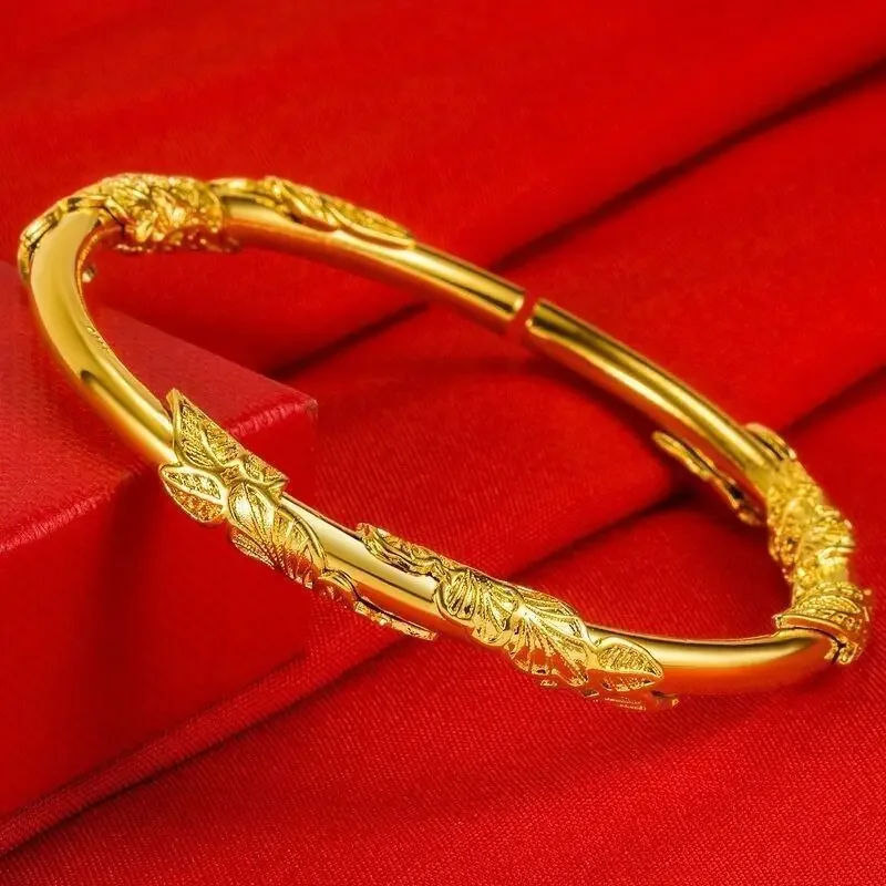 

Luxury Imitation Gold Bracelet Ancient Inheritance Flowers Xiangsi Vine Alluvial Gold Bracelet High-End Open Adjustable Bracelet