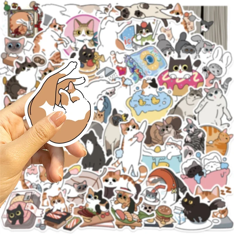 10/30/50PCS Kawaii Naughty Cat PVC Sticker Aesthetic DIY Children's Korean Decoration Scrapbooking Supplies Hand Accounting