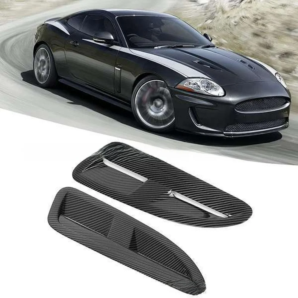 

2pcs Car Carbon Fiber Style Hood Vent Air Intake Scoop FOR JAGUAR FOR XKR Car ABS Exterior Accessories