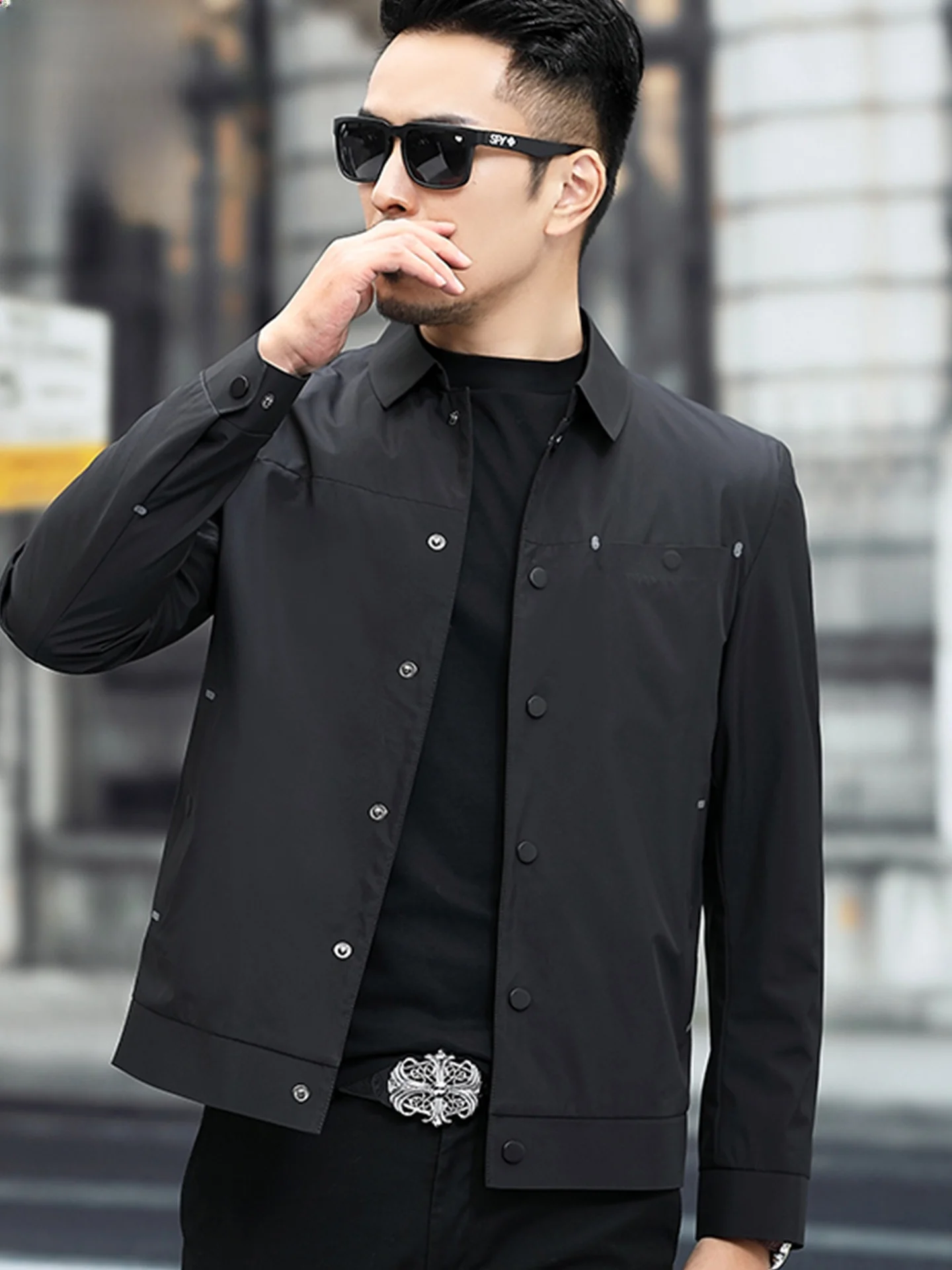 

Новая весенняя мужская повседневная куртка из полиэстера с дышащей тканью, на молнии, с воротником, модная городская одежда