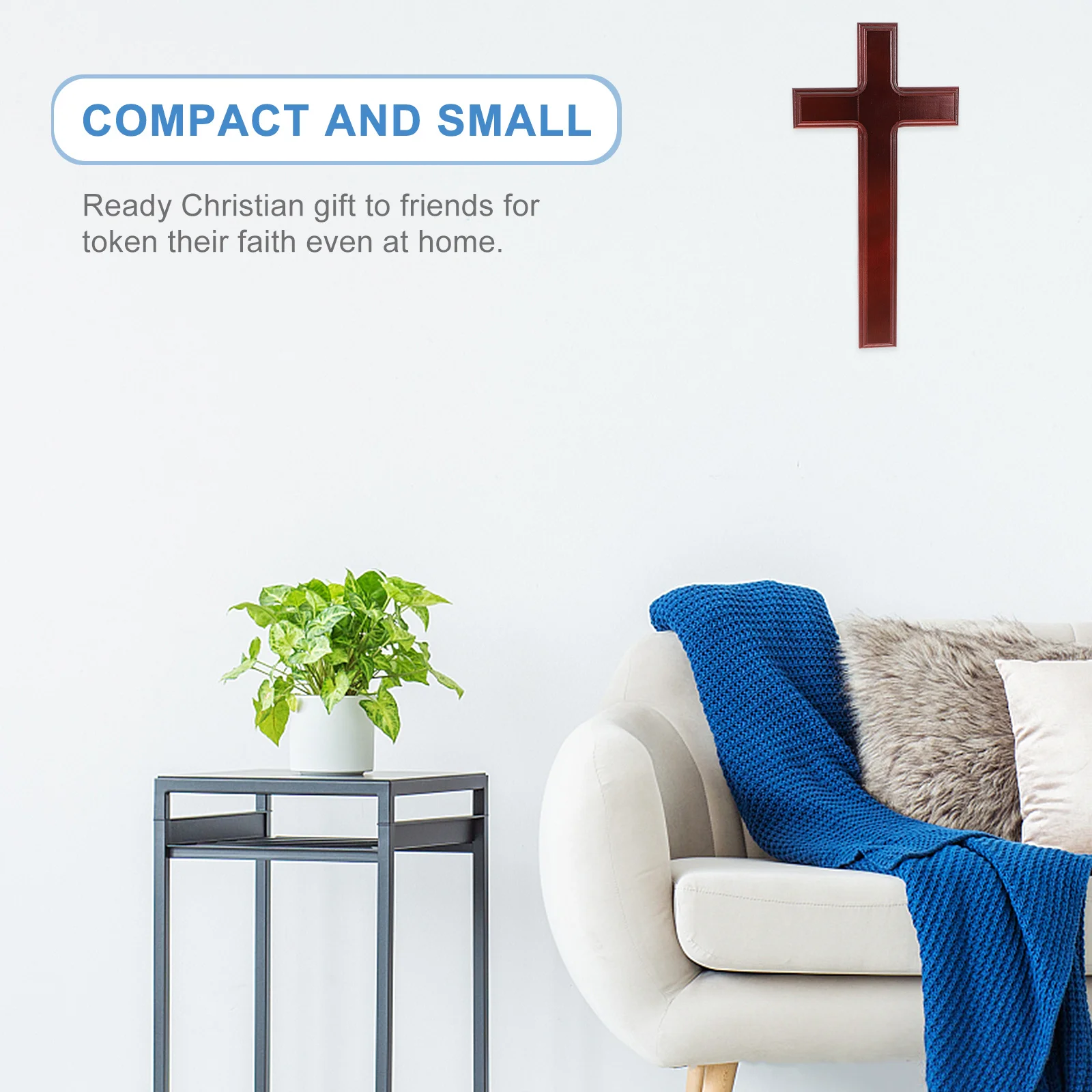 

32Cm Wooden Jesus Cross Wall Mount Hanging Ornament Handcrafted Religious Decor for Living Room Bedroom Spiritual Atmosphere