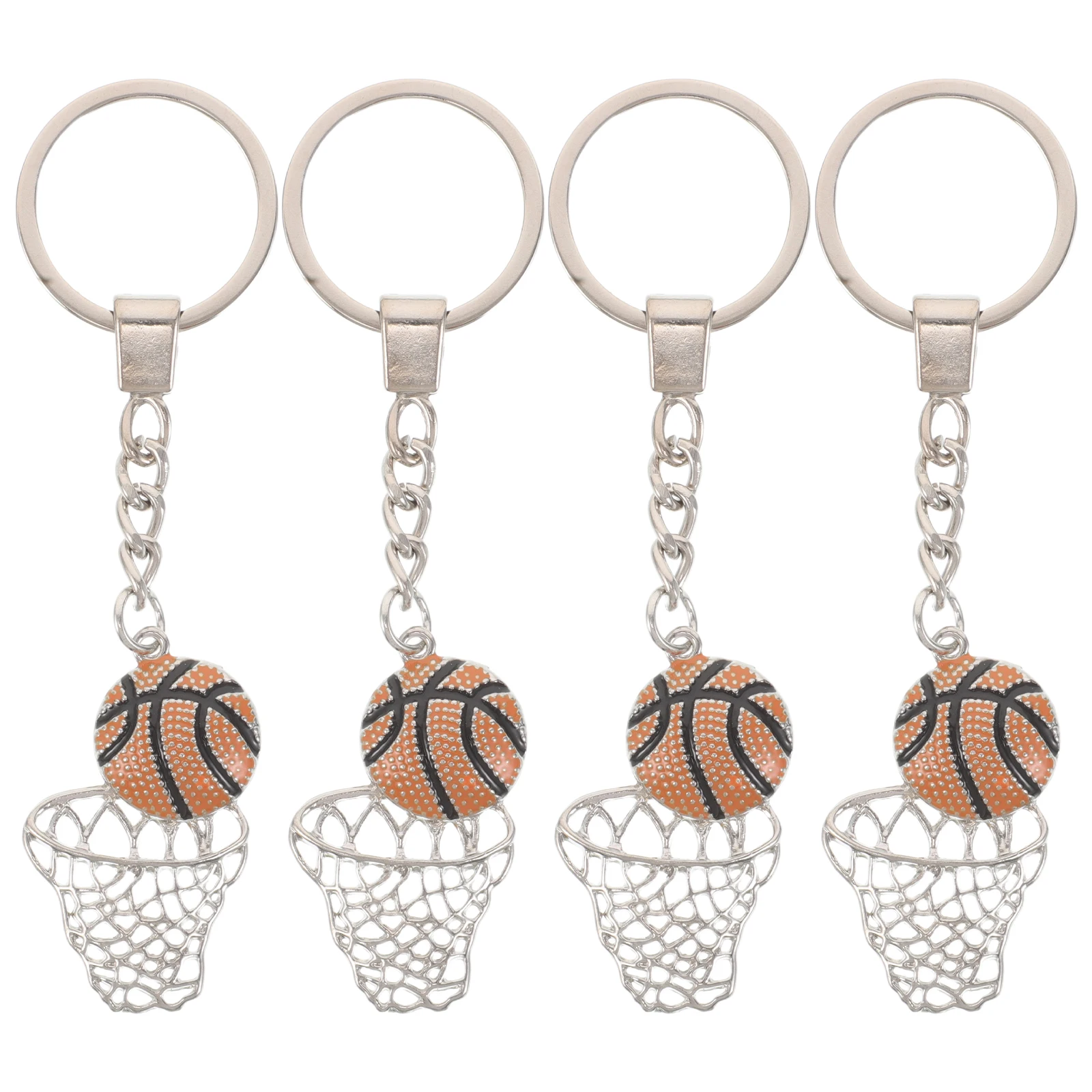 

4pcs Basketball Hoop Keychain Durable Metal Charm Keychains For Boys Men Sports Fan Key Rings Rotating Pendant Basketball