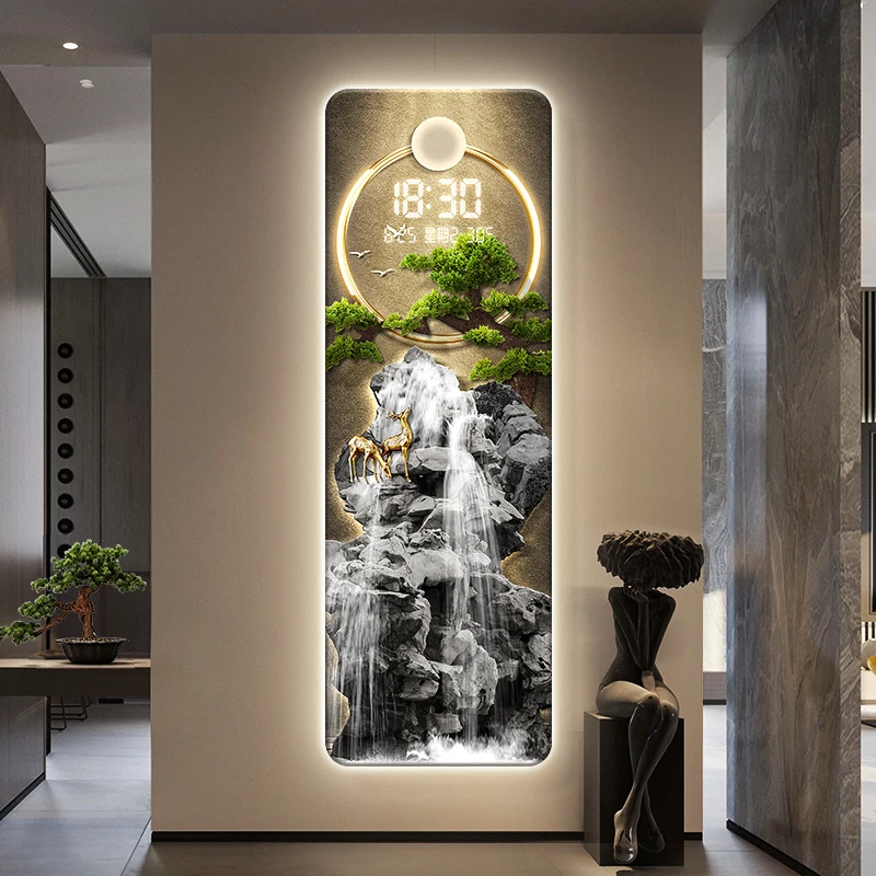 living room digital wall clock bedroom interior Silent painting clock wall Modern kitchen Calendar thermometer Silent Home decor