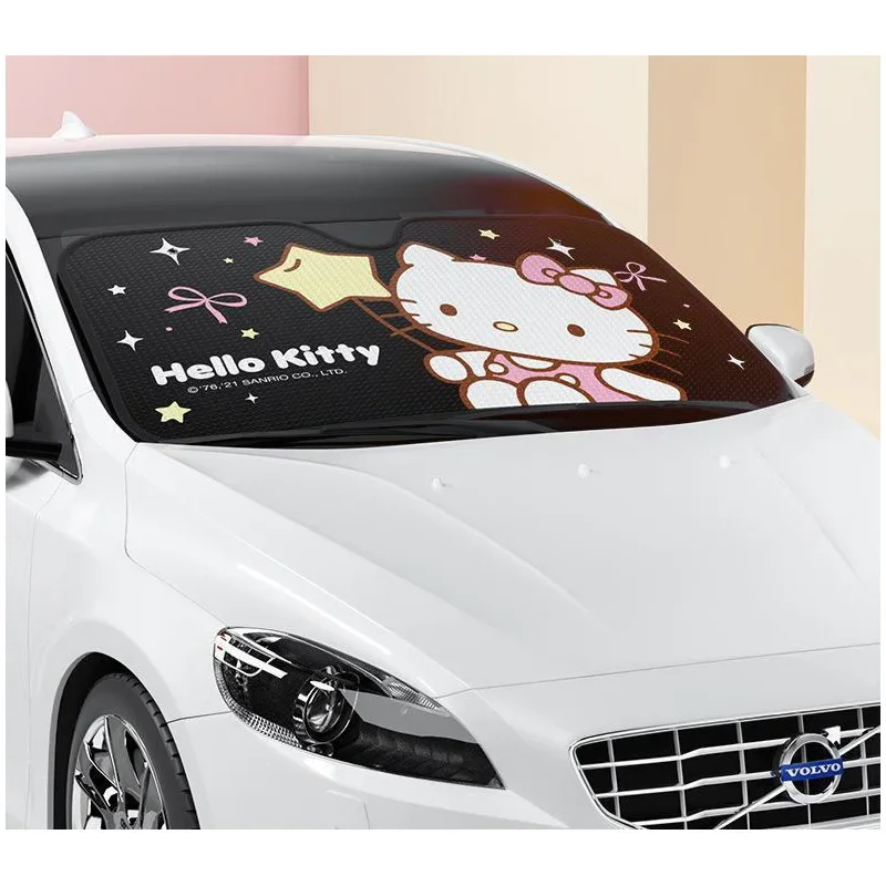 Cartoon Sanrio Car Sunshade Hello Kittys Accessories Cute Beauty Kawaii Anime Sunscreen Insulation Suction Cup Toy for Girl Gift