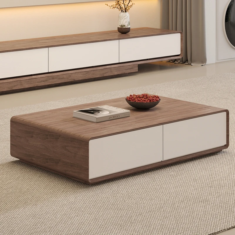 Modern Simple Coffee Table Nordic Living Room Light Wood Color Rectangular Coffee Table Multi-Layer Solid Wood Furniture FYCT