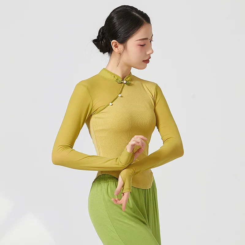 Classical dance clothes women's new body training mesh loose Chinese dance top