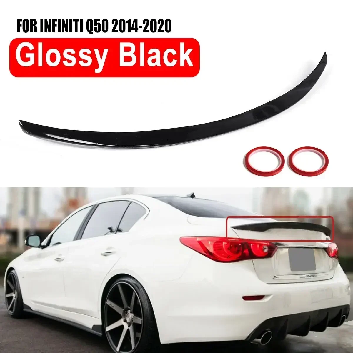 Car Exterior Accessories VIP Painted Glossy Black JDM OE Style Spoiler Roof Spoiler For INFINITI Q50 2014-2020  For Jdm Body Kit