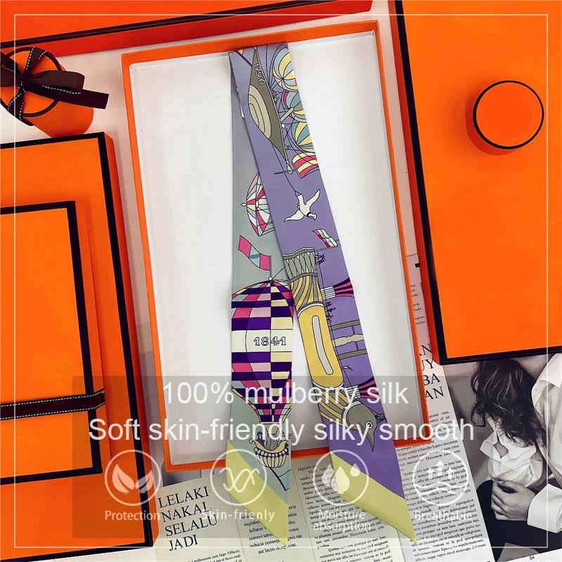 

Skinny Mulberry Silk Scarf for Women Hair Strip Silk Ribbon Neck Scarves Bag Handle Ribbon Kerchief Ladies Ribbon Hair Band