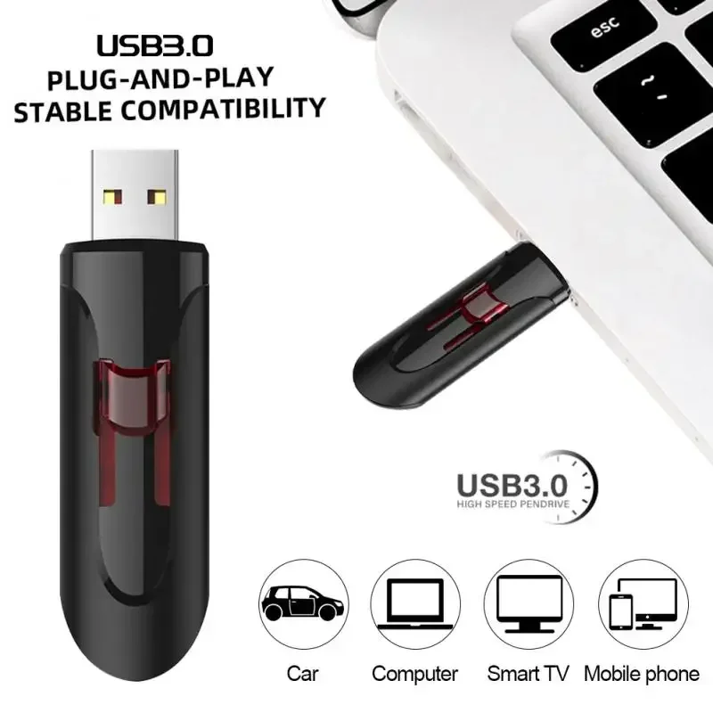 Lenovo-usb flash drive 3.0, 2TB, 4TB, 128GB, transferência de alta velocidade, interface tipo c, memória do telefone móvel