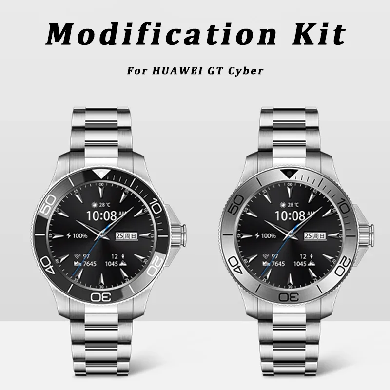 Luxury Starp Mod Kit for HUAWEI GT Cyber Series Stainless Steel Case Metal Bracelet for Huawei GT Cyber Replace Accessories