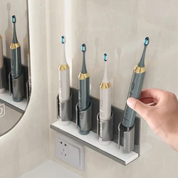 Space Aluminum Wall Mount Electric Toothbrush Holder for Bathroom Shower, Toothpaste Rack Household Storage Shelf Accessories