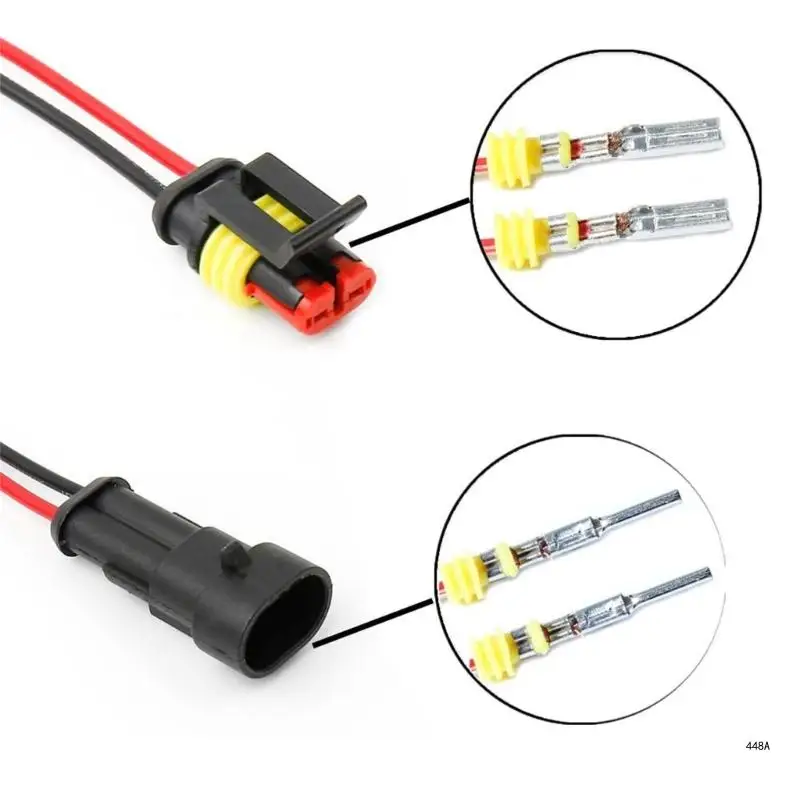 Easy to Use 2Pin Waterproof Electrical Connectors 2Pin Quick Connect Waterproof Terminals Simple Installs for Car Wiring