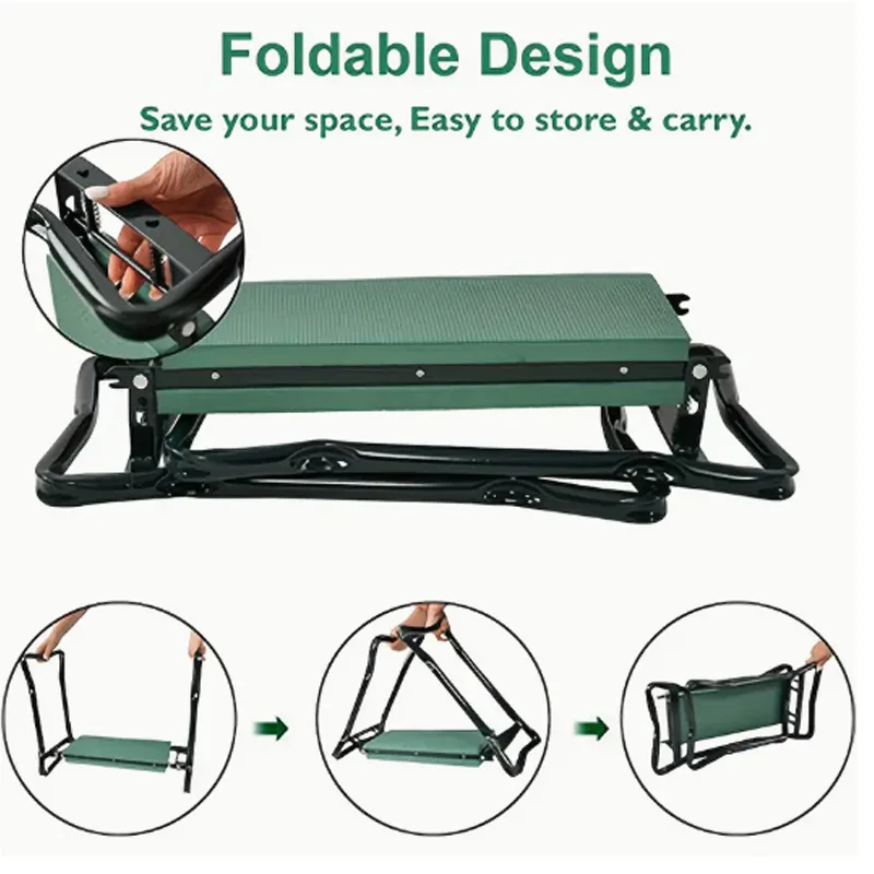 Portable Foldable Garden Bench Stool With Durable EVA Foam Pad And Tool Bag Modern Metal Design Kneeler Seat