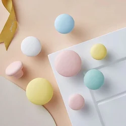 Macarons Color Ceramic Handle Drawer Knob Round Room Closet Cabinet Door Pulls Children's Room Handles