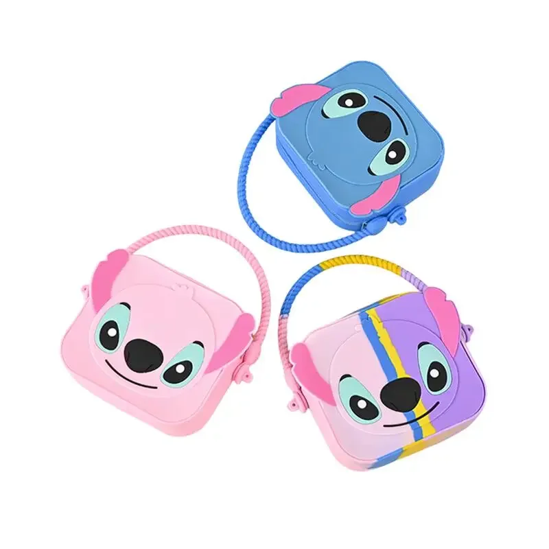 Disney Stitch Coin Purse Miniso Anime Cartoon Cute Stitch Silica Gel Bluetooth Headset Messenger Bag Girls Holiday Gifts