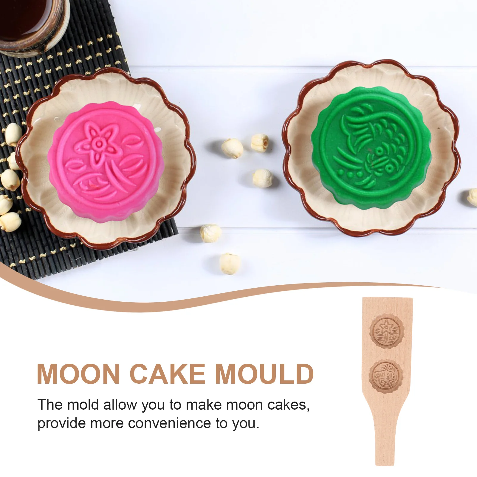 

Round Cookie Press Stamp Jelly Mid Autumn Festival Decoration Khaki Moon Cake Maker