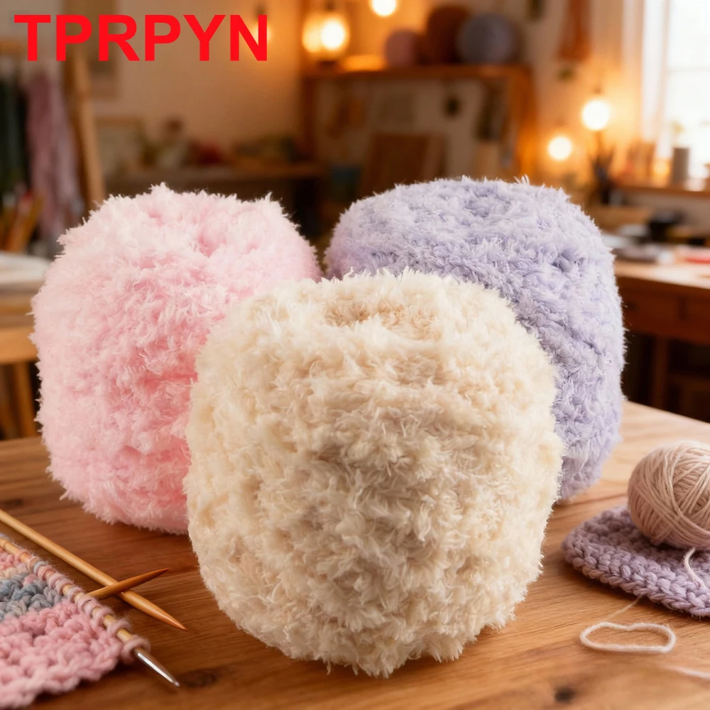 1 Stück 100 g Samt-Chenille-Garn zum Handstricken, superweiches Häkelgarn, DIY-Linie, Decke, Pullover, Tasche, Schuhe, Spielzeug, 3 Stränge