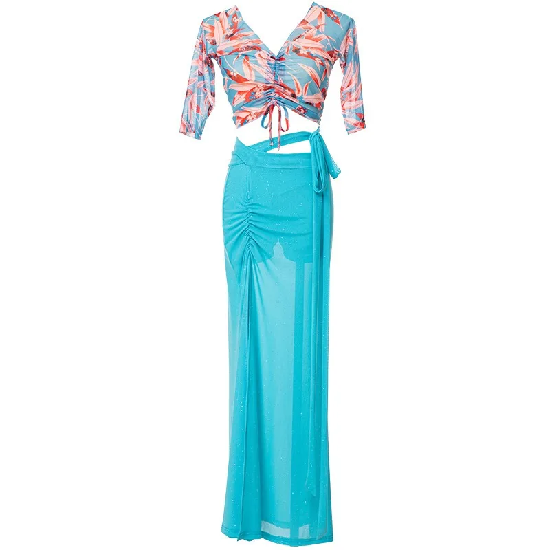 맞춤형 벨리댄스 의상 여성 연습복 2025 신상 섹시 오리엔탈 댄스 롱 스커트 세트 초보자 공연 의상