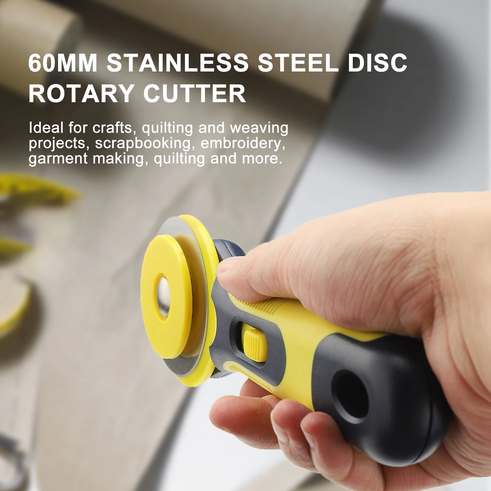 60mm Aço Inoxidável Circular Rotary Cutter Facas Para Patchwork Costura Tecido Quilting Cutting Couro Flat Rubber Bands Round