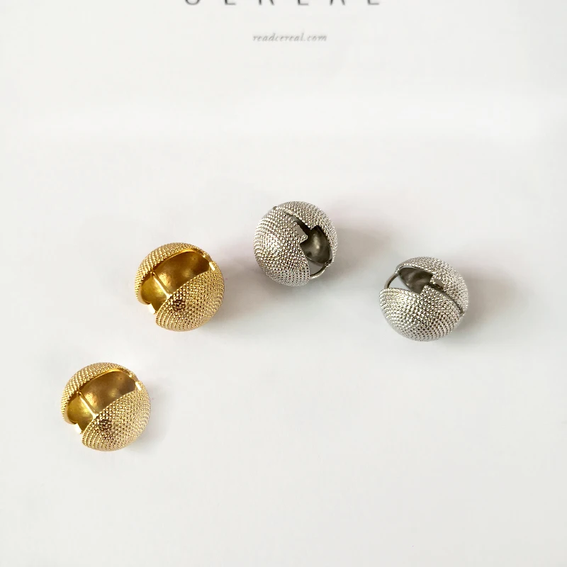 Peri'sBox 4 Designs Round Ball Geometric Earrings Textured Earrings for Women Star Earrings Basket Huggie Earrings 2019 image 4